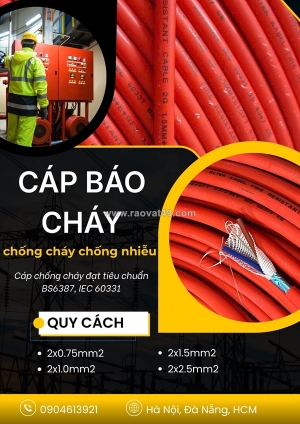 Cáp tín hiệu báo cháy chống nhiễu 2x1.0/2x1.5/2x2.5 - phân phối tại tphcm, bình dương , đồng nai
