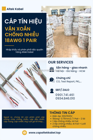 Cáp tín hiệu vặn xoắn chống nhiễu awg 1 pair tại quảng trị, quảng ngãi, quảng nam