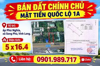 Chính chủ cần bán lô đất 80,3m2 mặt tiền quốc lộ 1a