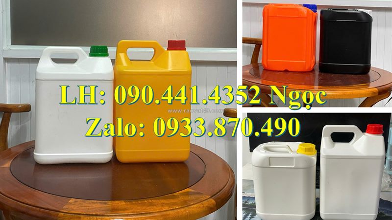 Gía can nhựa 1000ml vuông trắng, can nhựa vuông 2 lít, can nhựa 5 lít đựng hóa chất tại bình dương