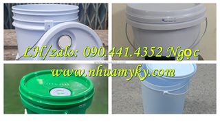 Gía thùng đựng sơn 10 lít, thùng nhựa 16 lít đựng dầu nhờn, thùng sơn vuông  lít màu trắng