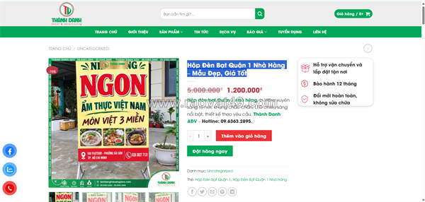 Hộp đèn bạt nhà hàng quận 1 – in sắc nét, bền đẹp, giá tốt