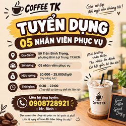 [ko cần kn] 5 nhân viên phục vụ bình lợi trung