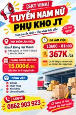 [ko cần kn] nhân viên phụ kho quận bình tân