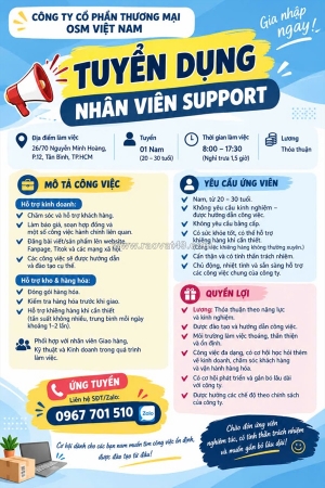 [ko cần kn] nhân viên support tân bình
