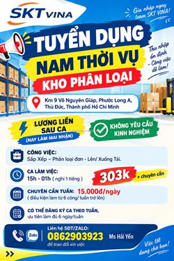 [làm ngay, ko cần kn] nam nhân viên kho thủ đức