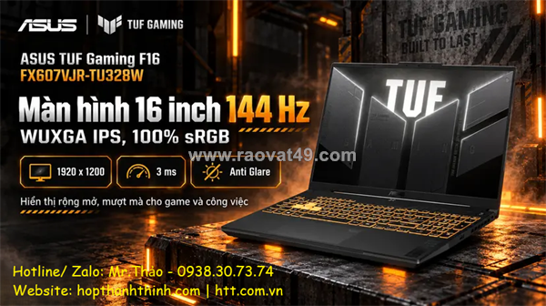 Laptop asus tuf gaming f16 fx607vjr-tu328w chính hãng – vỏ nhôm sang trọng, chiến game đỉnh cao