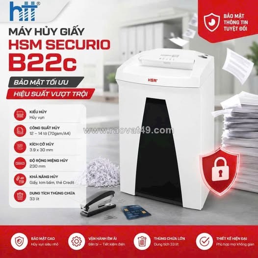 Máy hủy giấy hsm securio b22c