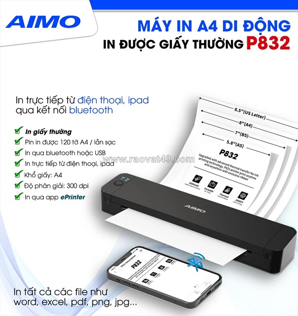 Máy in di động aimo p832