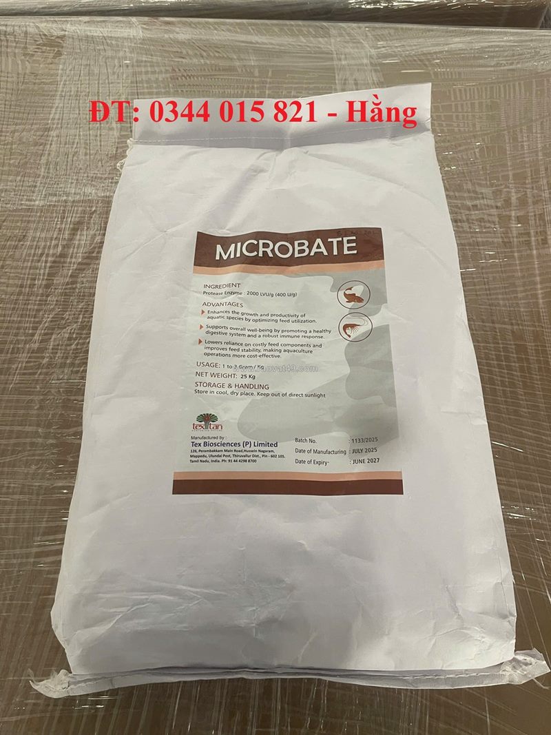 Microbate, microzyme, enzyme protease, hỗ trợ tiêu hóa, cắt tảo, giảm bùn đáy ao