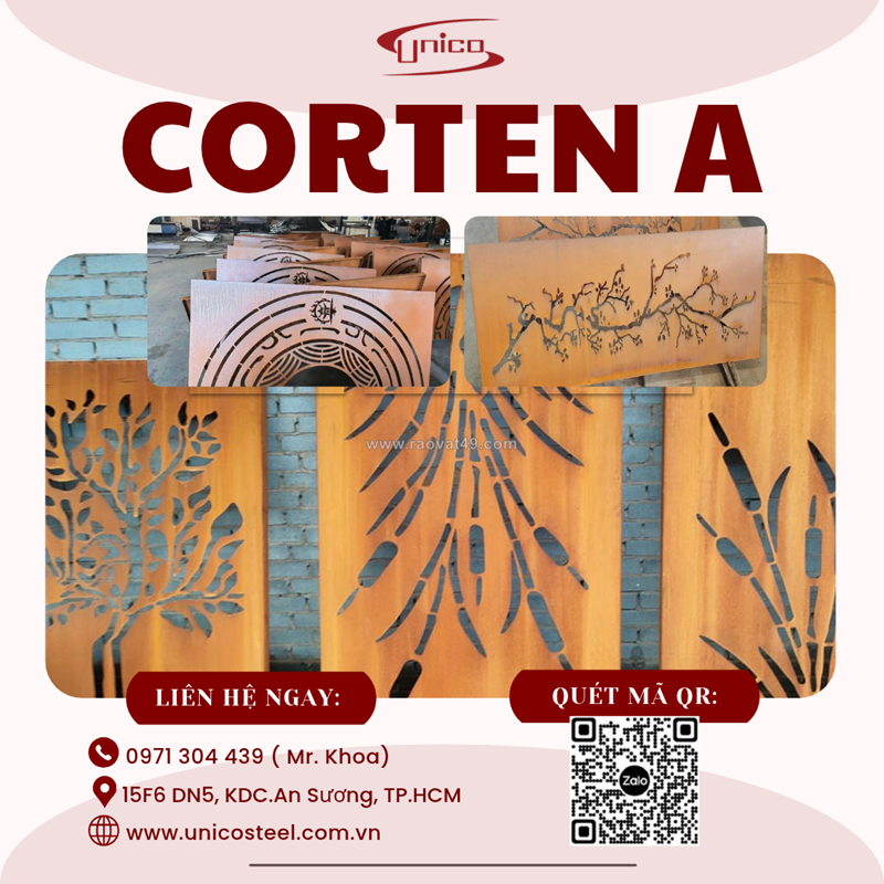 Thép corten a kháng thời tiết-đặc tính chống ăn mòn,màu gỉ tự nhiên độc đáo,cấp theo quy cách yêucầu