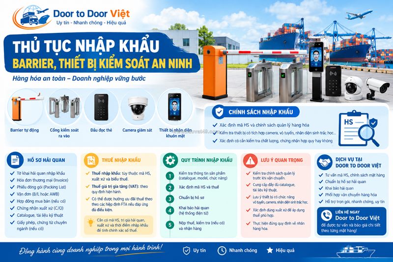 Thủ tục nhập khẩu barrier, thiết bị kiểm soát an ninh