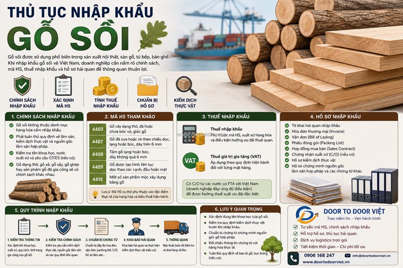 Thủ tục nhập khẩu gỗ sồi