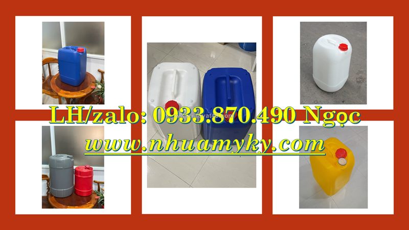 Thùng nhựa 20 lít vuông trắng, can nhựa 22 lít đựng thuốc diệt cỏ, can nhựa 25 lít đựng thuốc diệt c