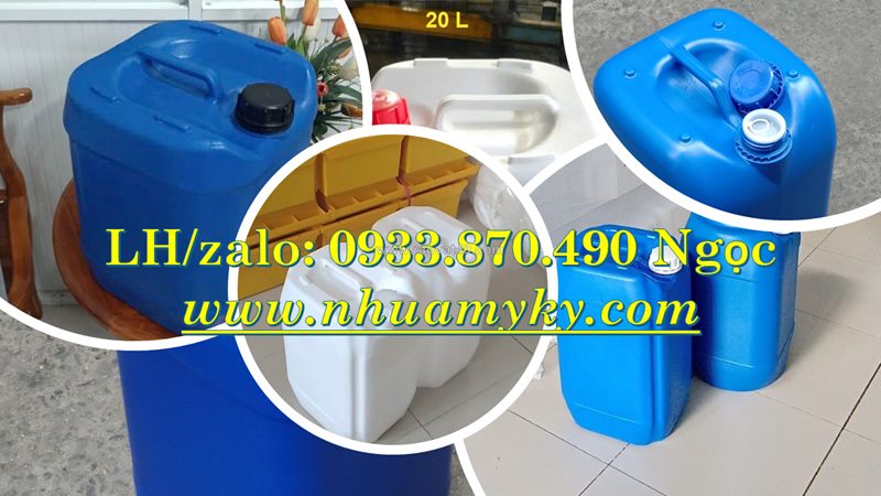Thùng nhựa 20 lít vuông trắng, can nhựa 22 lít đựng thuốc diệt cỏ, can nhựa 25 lít đựng thuốc diệt c