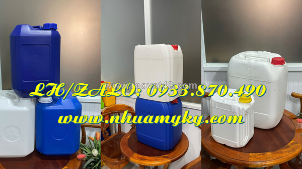 Thùng nhựa 22 lít đựng vi sinh, can nhựa 25 lít tròn đựng nước làm mát, can nhựa 30l đựng chất nhủ