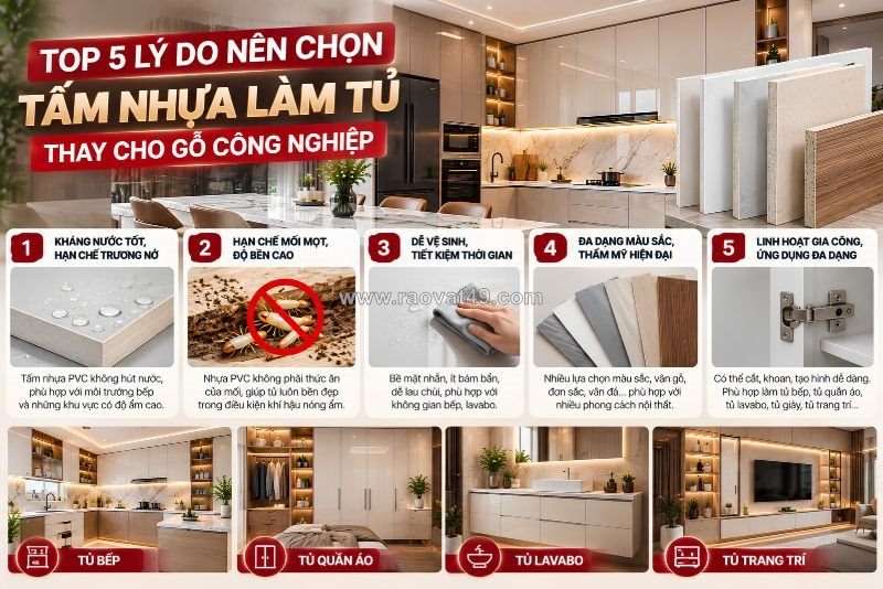 Top 5 lý do nên chọn tấm nhựa làm tủ thay cho gỗ công nghiệp
