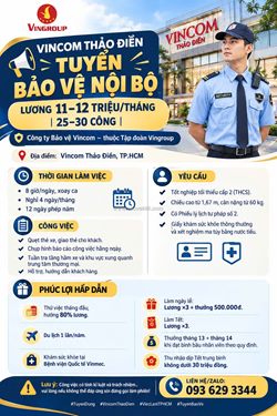 Tuyển nhân viên bảo vệ vincom thảo điền
