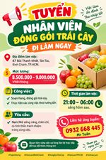 Tuyển nhân viên đóng gói trái cây bình chánh