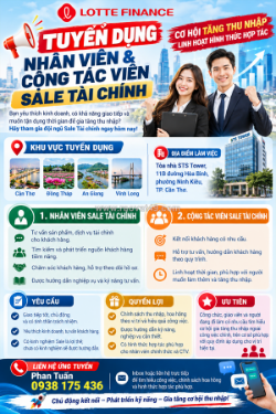 Tuyển nhân viên kinh doanh tài chính kv miền tây