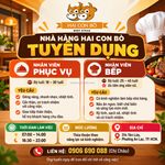 Tuyển nhân viên phục vụ và nhân viên bếp bình tân