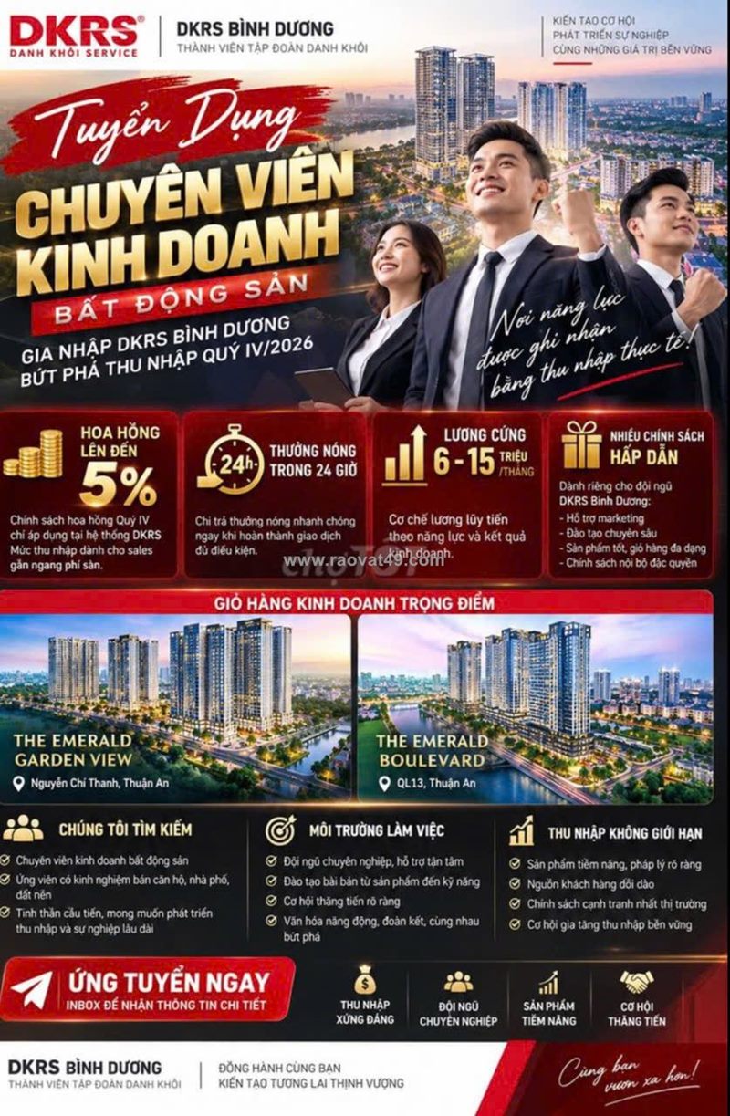Tuyển nvkd bđs làm ở lái thiêu bình dương