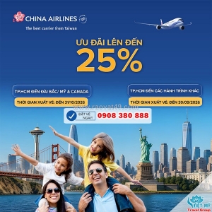 Ưu đãi china airlines mùa thu đông - giảm đến 25%
