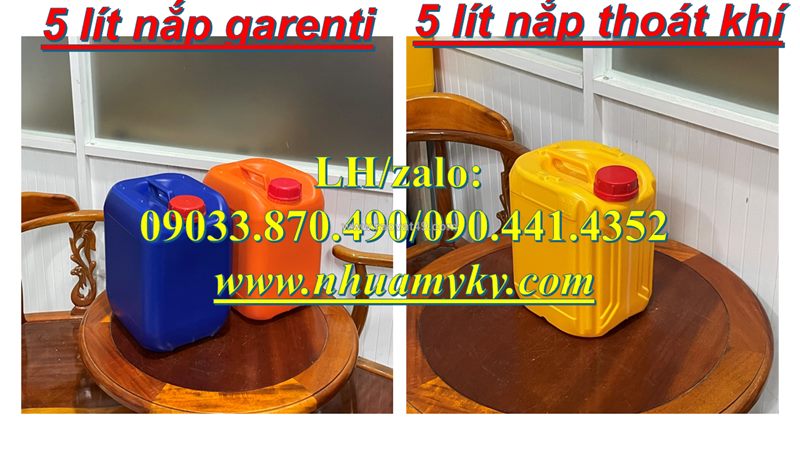 Vỏ can nhựa 1l dày, can trắng 2 lít đựng hóa chất, can vuông 5 lít màu đen