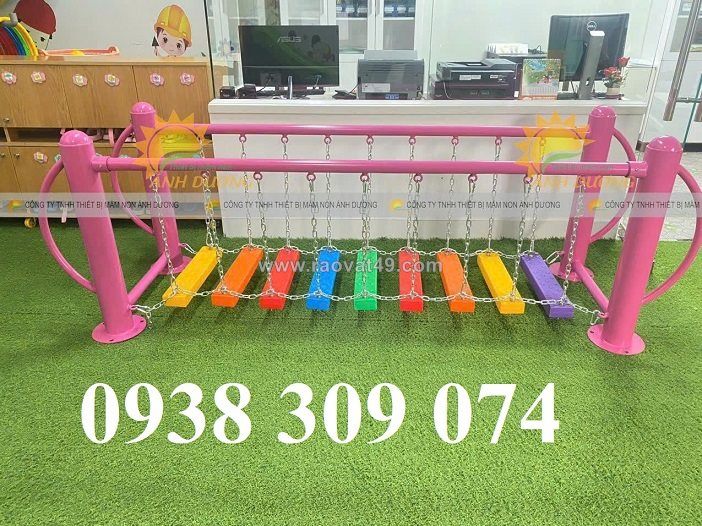 Xích đu thuyền rồng mầm non, bập bênh ghế gấu mầm non, thang leo mầm non, cầu thăng bằng mầm non