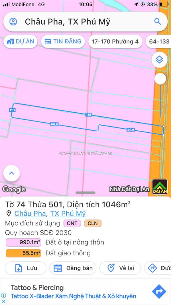 1000mv 90tc mặt tiền châu pha bà rịa đã xây tường rào bao quanh