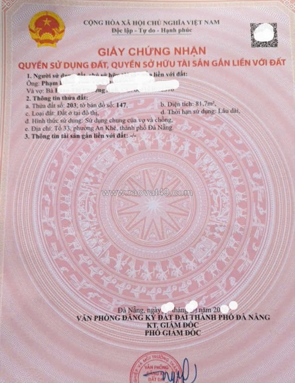 Bán đất đường 5,5m trinh đường - thông lê trọng tấn