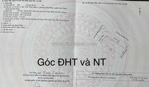 💥bán đất -góc 2 mặt tiền đường 7m5 đặng huy trứ & nguyễn thuý- tp đà nẵng