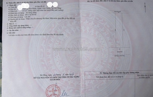 Bán đất mặt tiền đường 15,5m lý thái tông - gần biển