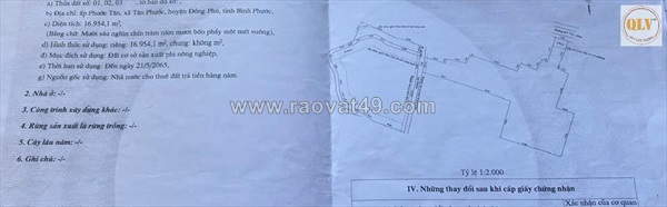 Bán đất sản xuất tân phước, đồng phú 16.954m2