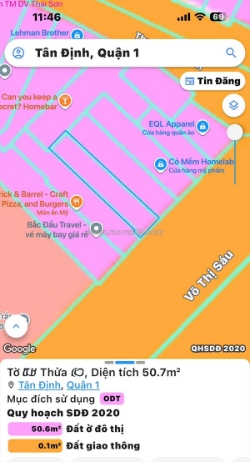 Bán nhà 4 tầng mặt tiền đ. võ thị sáu, tân định, quận 1 - dt 52m2 full thổ cư -