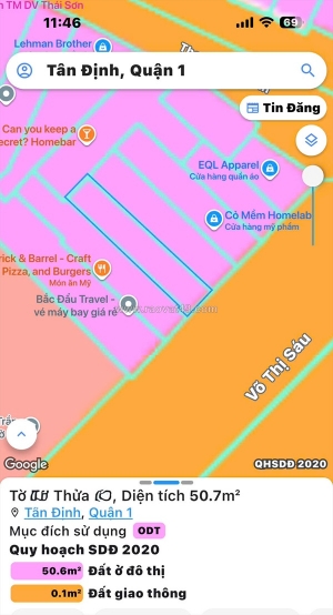 Bán nhà 4 tầng mặt tiền đ. võ thị sáu, tân định, quận 1 - dt 52m2 full thổ cư -