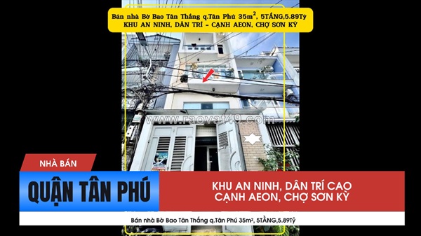 Bán nhà bờ bao tân thắng q.tân phú 5tầng, 5.89tỷ - cạnh aeon