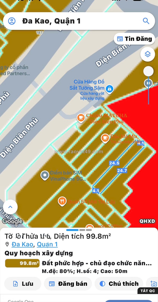 Bán nhà c4 đ.điện biên phủ, đakao, quận 1 - dt 100m2 ngang 4m*25m vuông a4 -