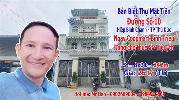 Bán nhà mặt tiền đường số 10 phường hiệp bình chánh thành phố thủ đức