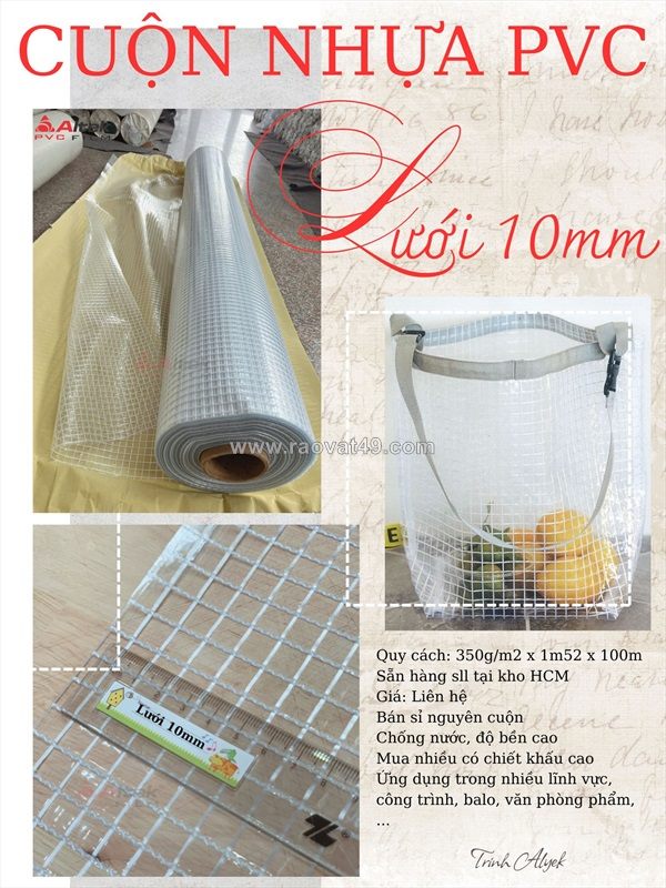 Bảng giá màng nhựa pvc chính hãng altek, lưới 10mm