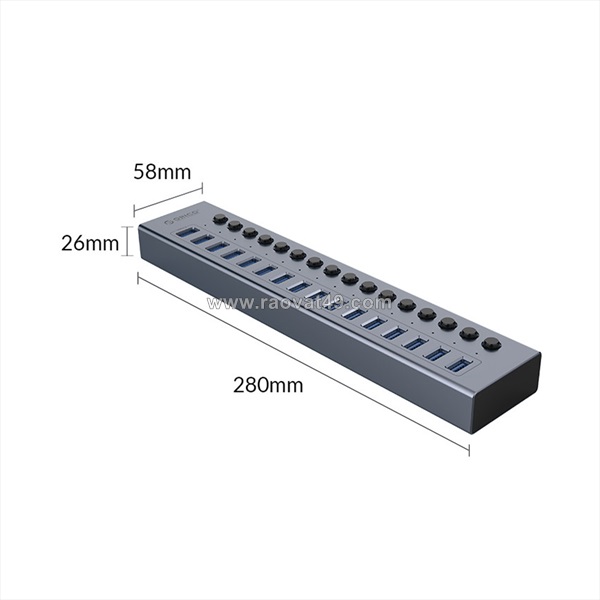 Bộ chia usb hub orico bt2u3-16ab-gy – 16 cổng usb 3.0 – giải pháp kết nối toàn diện