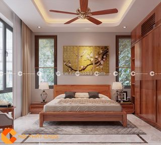 Bộ combo phòng ngủ gỗ gõ đỏ tự nhiên màu ấm cúng
