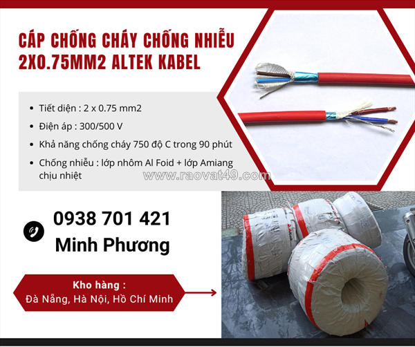 Cáp chống cháy chống nhiễu 2x0.75mm2 altek kabel thanh hóa, nghệ an, hà tĩnh