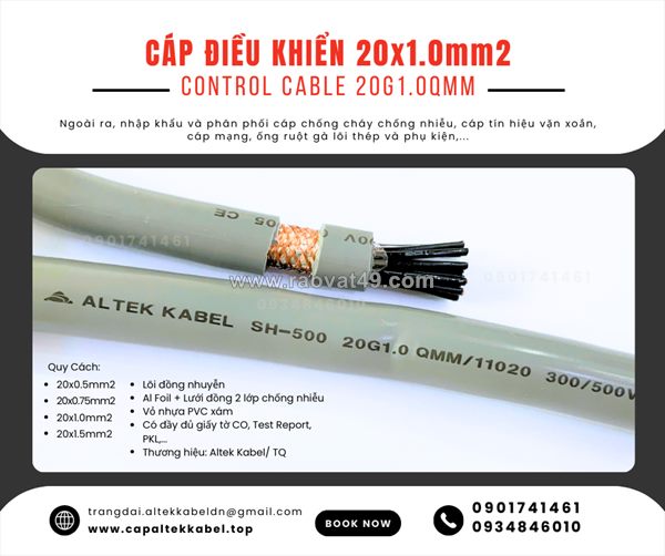 Cáp điều khiển chống nhiễu altek kabel 20x1.0 sẵn đà nẵng, huế, bình định