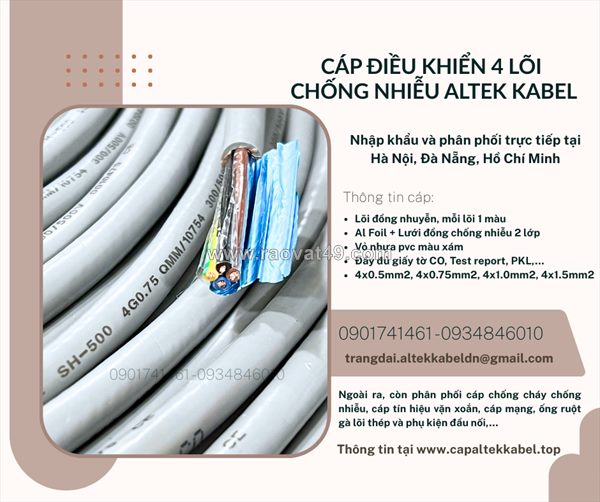 Cáp điều khiển rvvp, dvv/ sc 4x0.5, 4x0.75, 4x1, 4x1.5