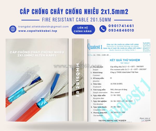 Cáp fr 2x1.5 chống cháy chống nhiễu altek kabel đà nẵng, hà nội