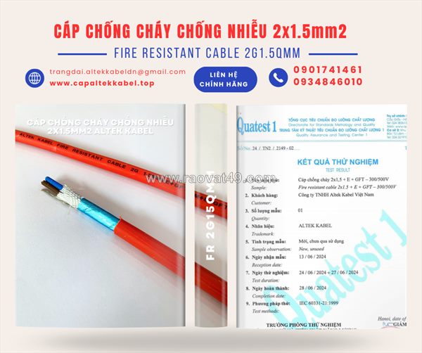 Cáp fr 2x1.5 chống cháy chống nhiễu altek kabel đà nẵng, hà nội