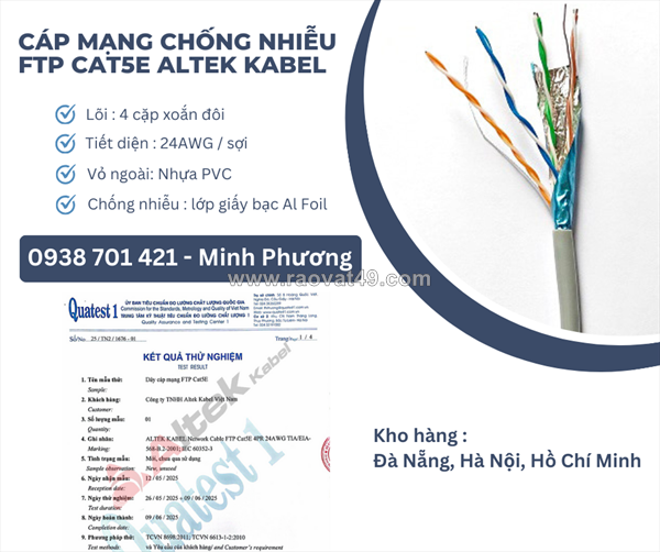Cáp mạng chống nhiễu ftp cat5e chính hãng đà nẵng, ninh thuận, đắk lắk
