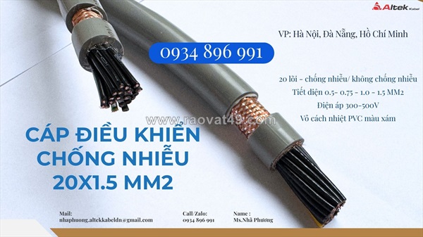 Cáp tín hiệu 20x 1.5 mm2 chống nhiễu hà nội, bắc ninh, hưng yên dùng trong hệ thống điều khiển