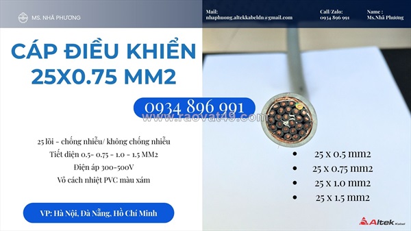 Cáp tín hiệu chống nhiễu 25x0.75 mm2 phân phồi tại đà nẵng, hà nội, hồ chí minh